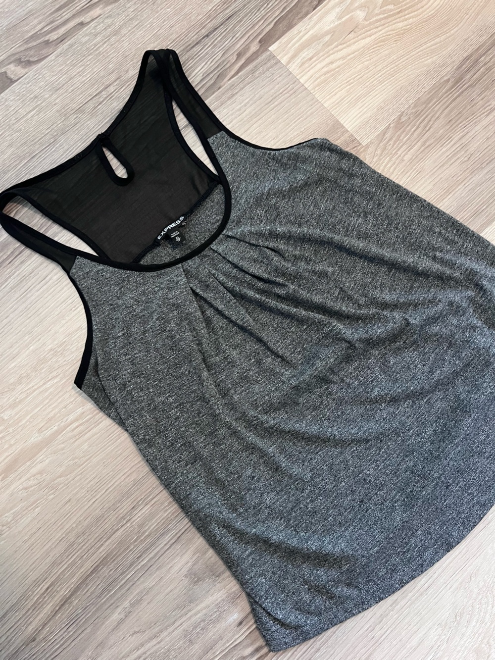 Express Gray Heather Tank with Black Mesh Racerback